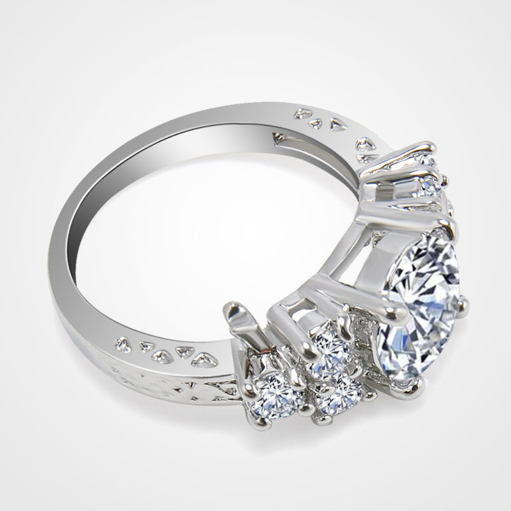 Ring ~ .925 Sterling Silver ~ CZ ~ Sapphire Cluster - Picture 7 of 8